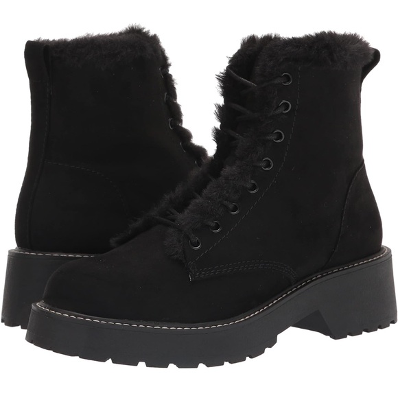Madden Girl Womens Carrabas Black Fur-Lined Winter Boots Size 9.5 - Picture 1 of 12